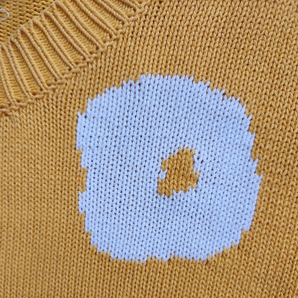 Vintage 90's Outlander knit sweater dress in golden yellow and white spots - Picture 2 of 9